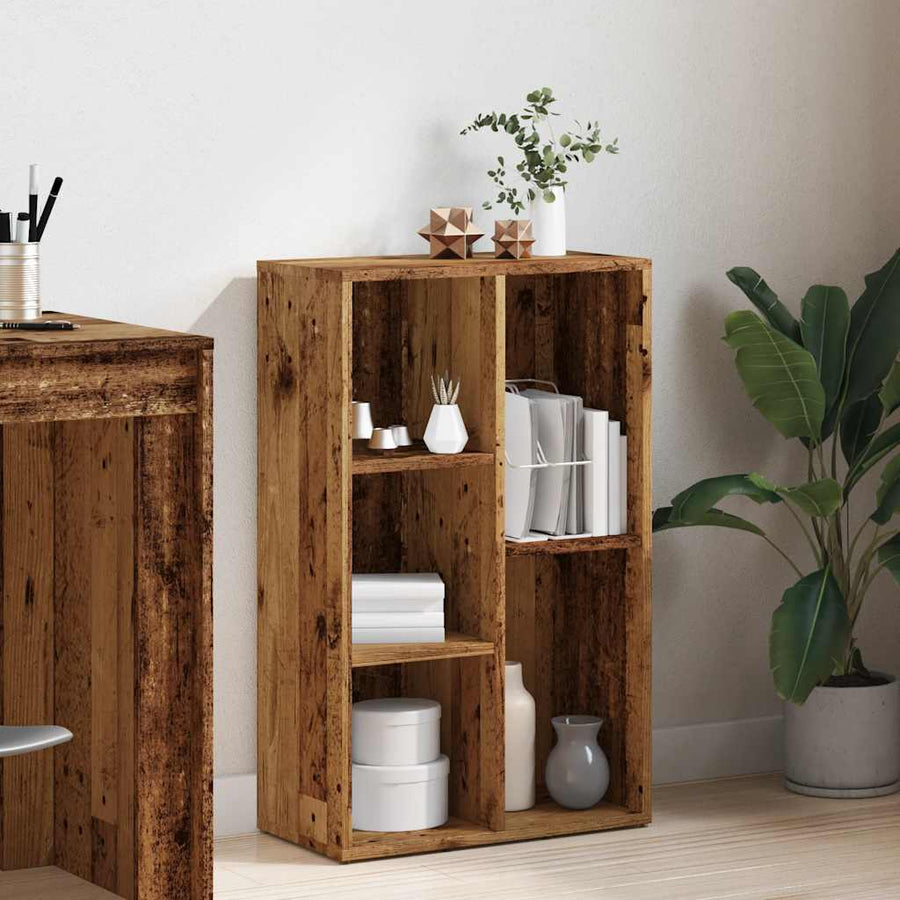 Boekenkast 45x25x80 cm bewerkt hout oud houtkleurig