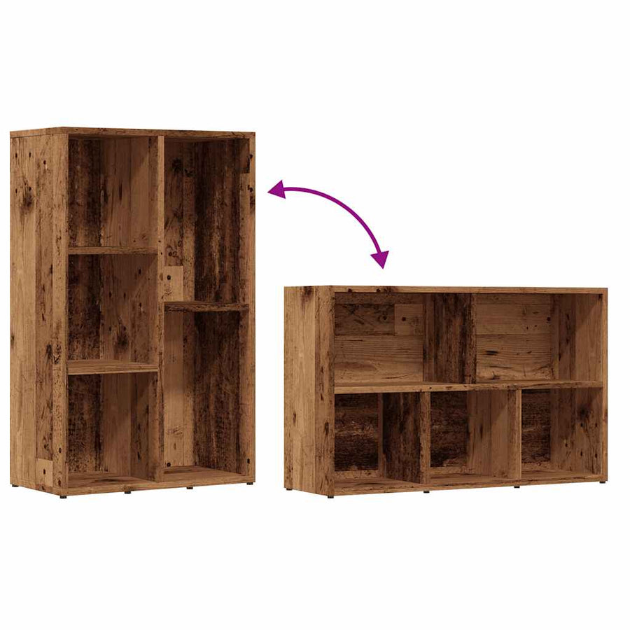 Boekenkast 45x25x80 cm bewerkt hout oud houtkleurig