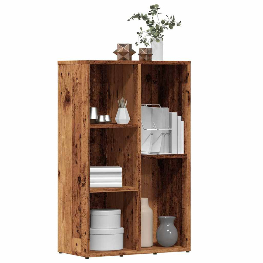 Boekenkast 45x25x80 cm bewerkt hout oud houtkleurig