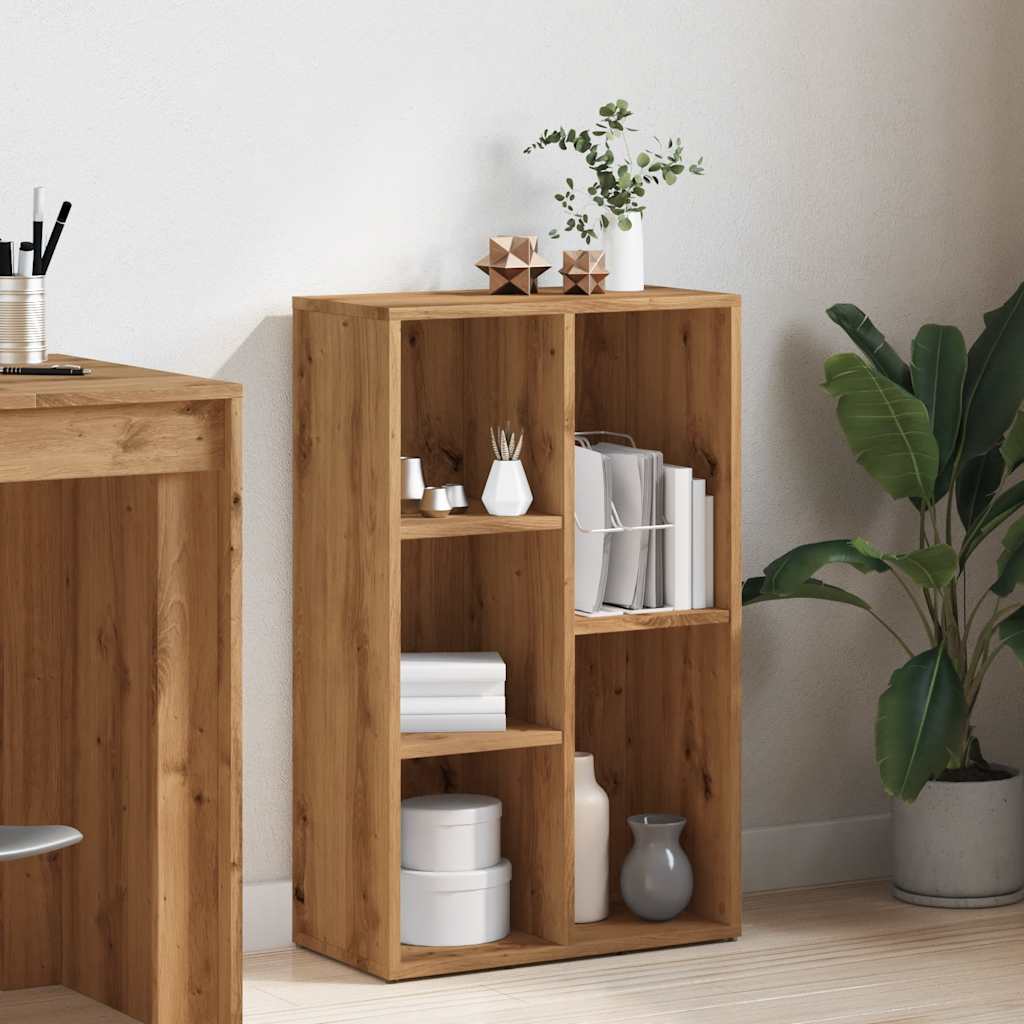 Boekenkast 45x25x80 cm bewerkt hout artisanaal eikenkleur