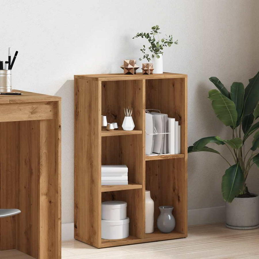 Boekenkast 45x25x80 cm bewerkt hout artisanaal eikenkleur