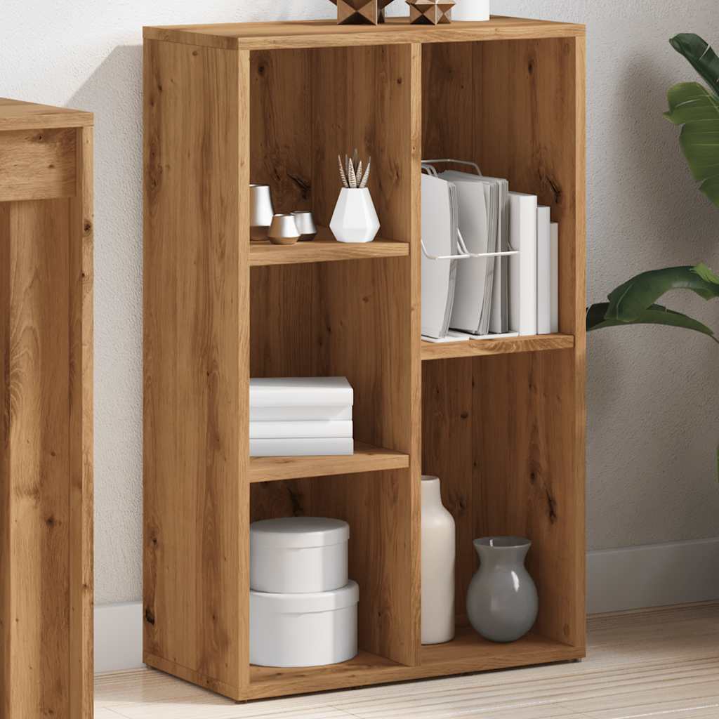 Boekenkast 45x25x80 cm bewerkt hout artisanaal eikenkleur