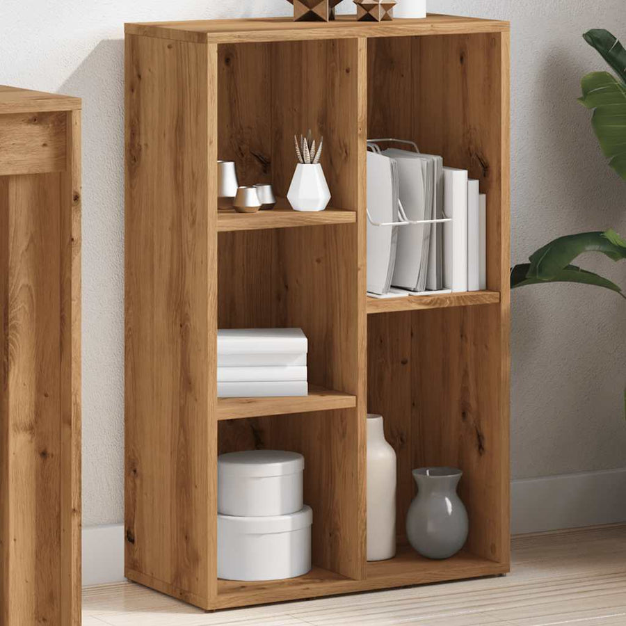 Boekenkast 45x25x80 cm bewerkt hout artisanaal eikenkleur