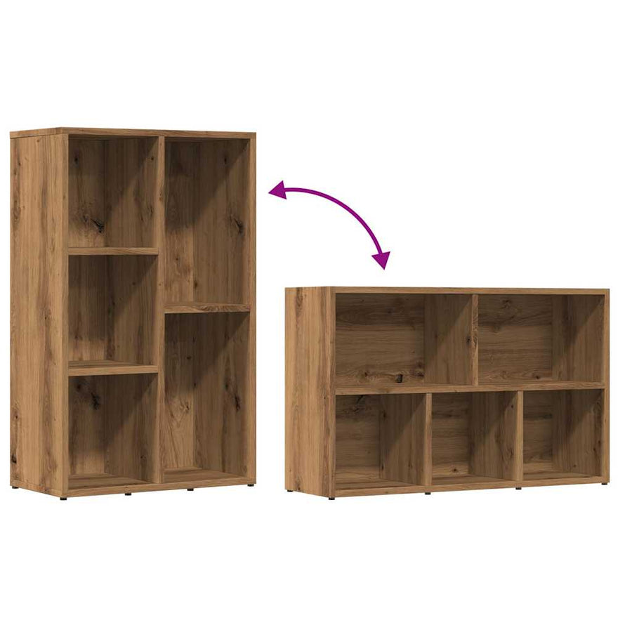 Boekenkast 45x25x80 cm bewerkt hout artisanaal eikenkleur