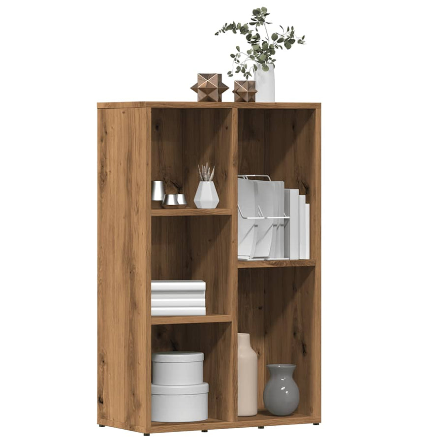 Boekenkast 45x25x80 cm bewerkt hout artisanaal eikenkleur
