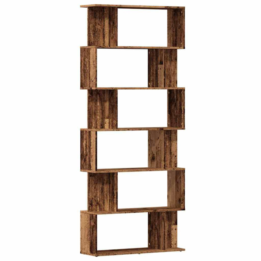 Boekenkast 80x24x192 cm bewerkt hout oud houtkleurig