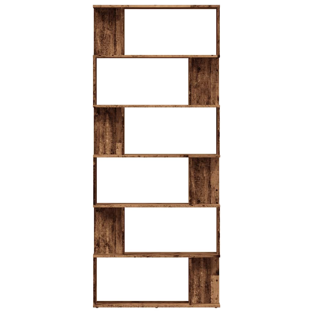 Boekenkast 80x24x192 cm bewerkt hout oud houtkleurig