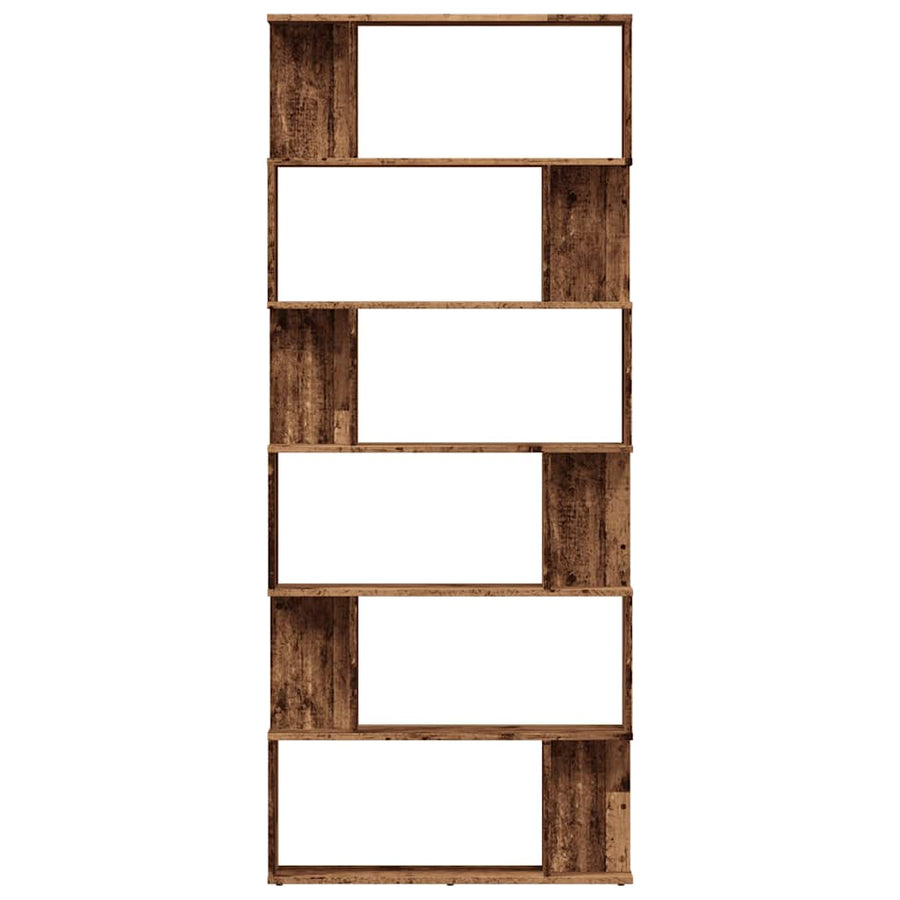 Boekenkast 80x24x192 cm bewerkt hout oud houtkleurig