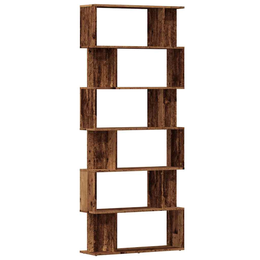 Boekenkast 80x24x192 cm bewerkt hout oud houtkleurig