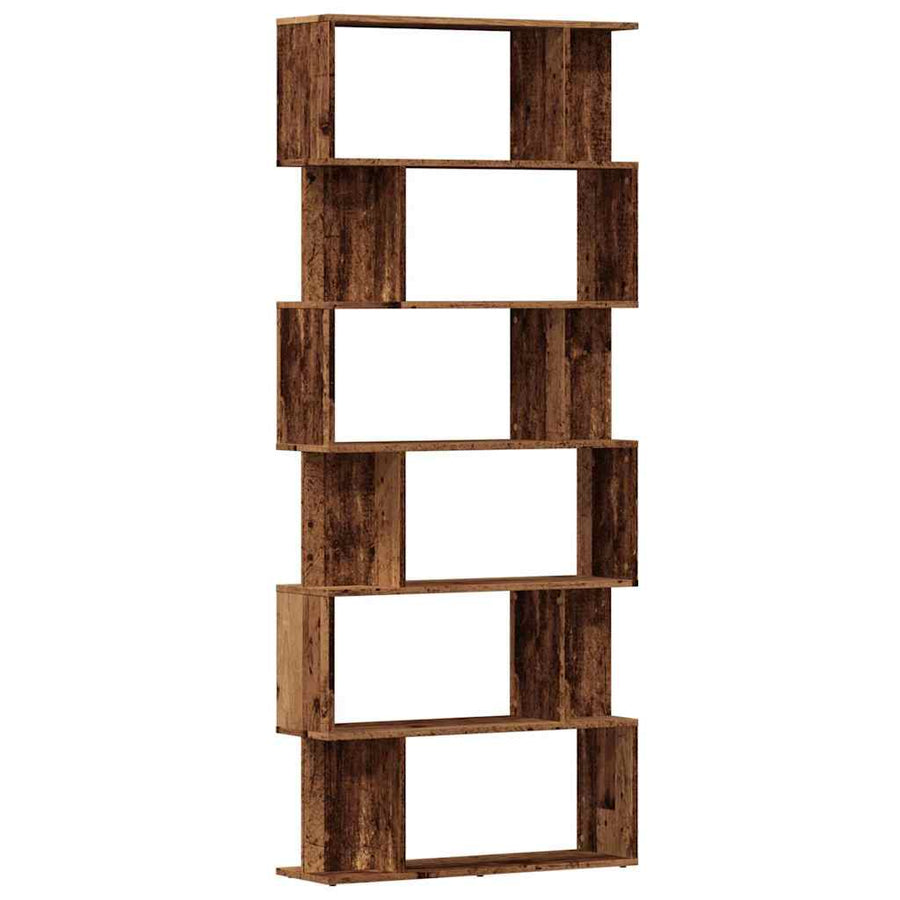 Boekenkast 80x24x192 cm bewerkt hout oud houtkleurig