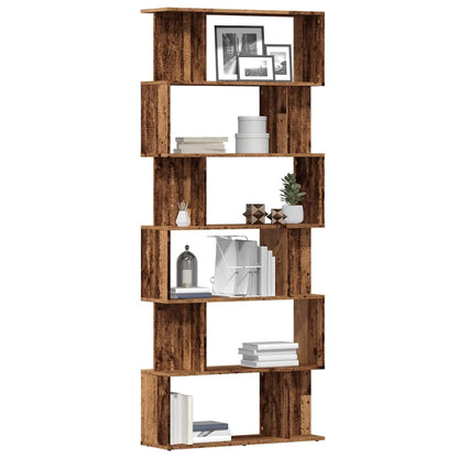 Boekenkast 80x24x192 cm bewerkt hout oud houtkleurig