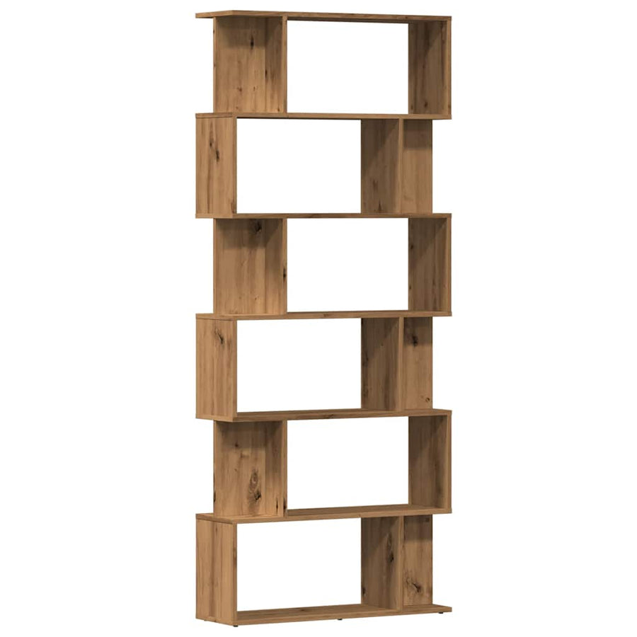 Boekenkast 80x24x192 cm bewerkt hout artisanaal eikenkleur