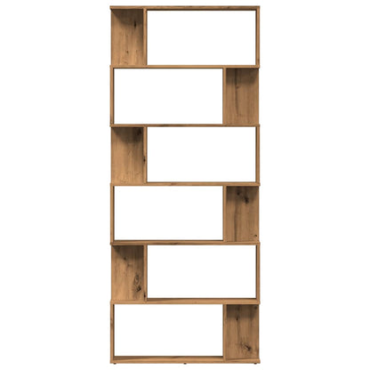 Boekenkast 80x24x192 cm bewerkt hout artisanaal eikenkleur
