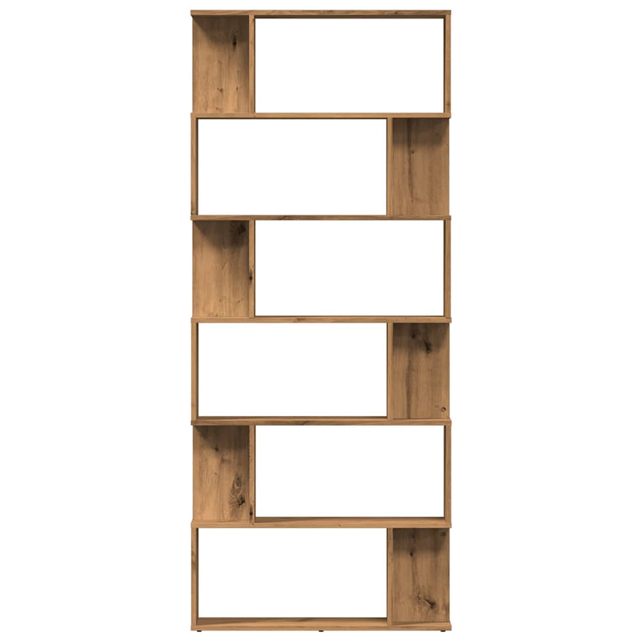 Boekenkast 80x24x192 cm bewerkt hout artisanaal eikenkleur