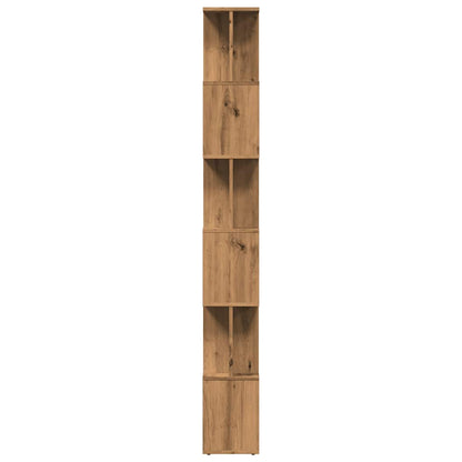 Boekenkast 80x24x192 cm bewerkt hout artisanaal eikenkleur