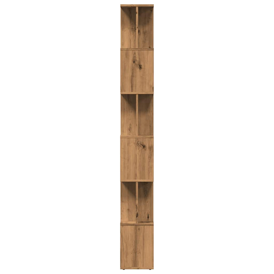 Boekenkast 80x24x192 cm bewerkt hout artisanaal eikenkleur
