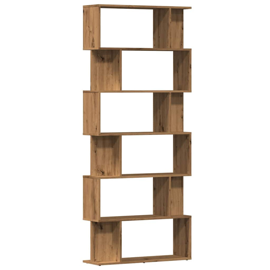 Boekenkast 80x24x192 cm bewerkt hout artisanaal eikenkleur