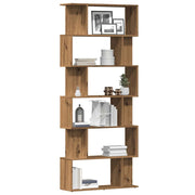 Boekenkast 80x24x192 cm bewerkt hout eikenkleur