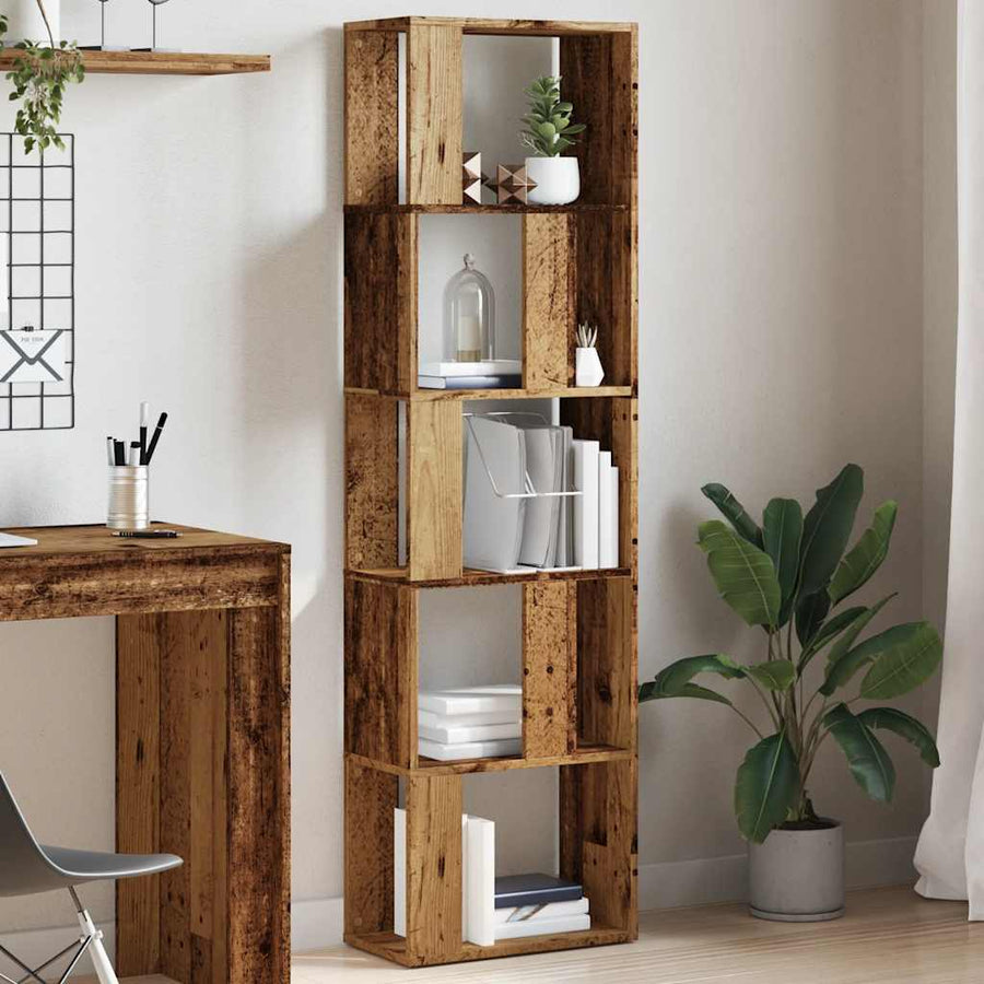 Boekenkast 45x24x159 cm bewerkt hout oud houtkleurig