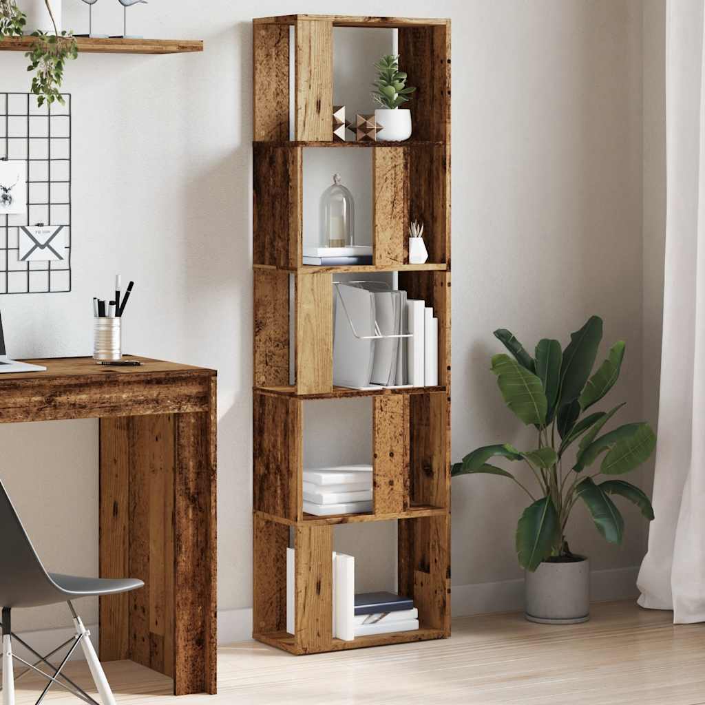 Boekenkast 45x24x159 cm bewerkt hout oud houtkleurig