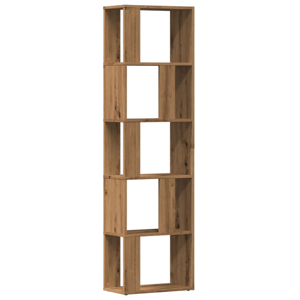 Boekenkast 45x24x159 cm bewerkt hout artisanaal eikenkleur