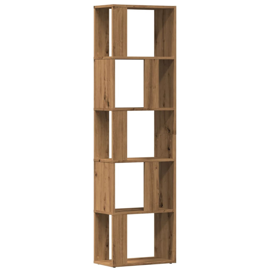 Boekenkast 45x24x159 cm bewerkt hout artisanaal eikenkleur