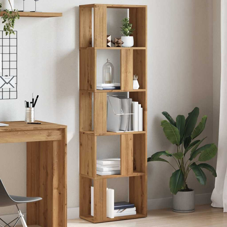Boekenkast 45x24x159 cm bewerkt hout artisanaal eikenkleur