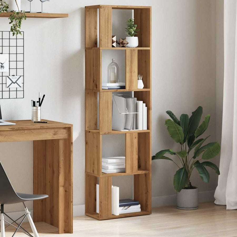 Boekenkast 45x24x159 cm bewerkt hout artisanaal eikenkleur