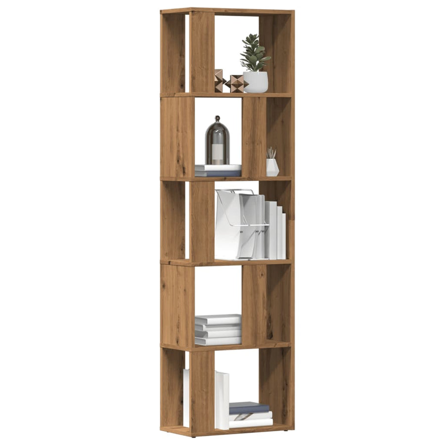Boekenkast 45x24x159 cm bewerkt hout artisanaal eikenkleur