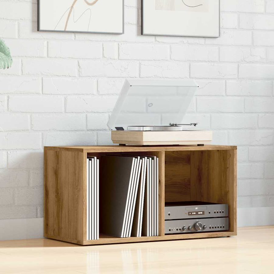 LP Opbergbox 69,5x34x36 cm bewerkt hout artisanaal eikenkleurig