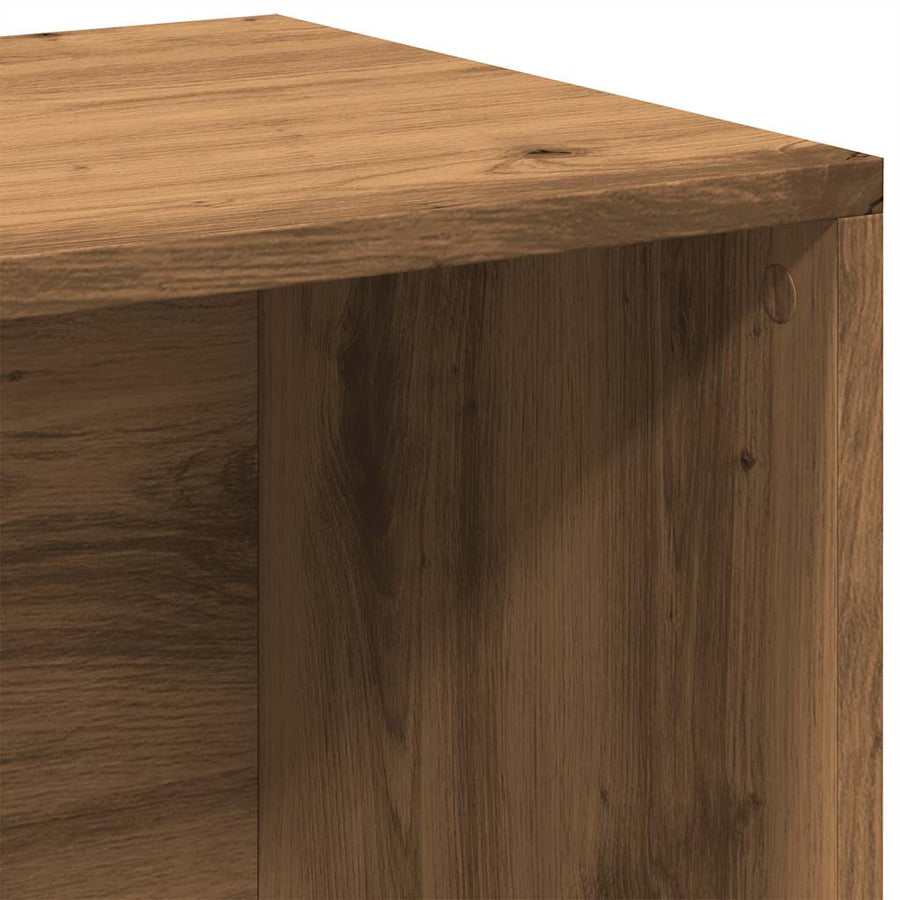 LP Opbergbox 69,5x34x36 cm bewerkt hout artisanaal eikenkleurig