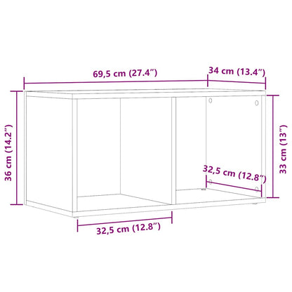 LP Opbergbox 69,5x34x36 cm bewerkt hout artisanaal eikenkleurig