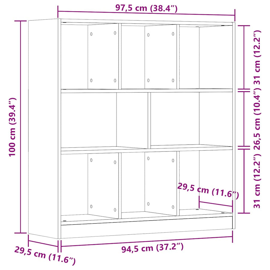 Boekenkast 97,5x29,5x100 cm bewerkt hout oud houtkleurig