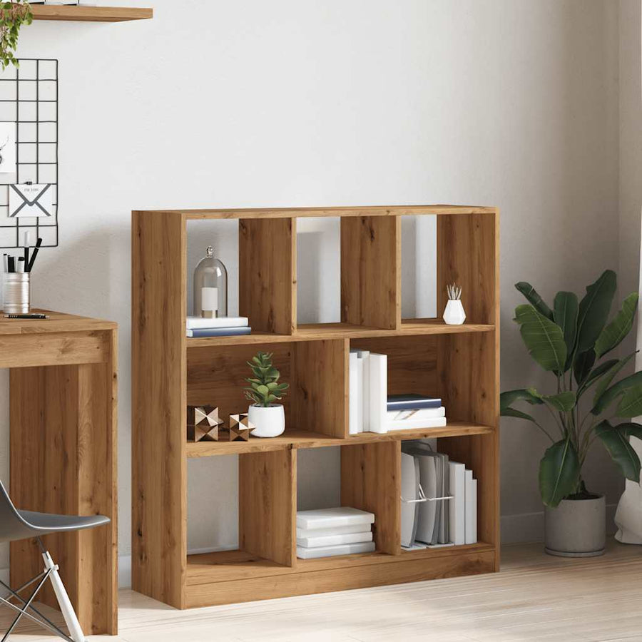 Boekenkast 97,5x29,5x100 cm bewerkt hout artisanaal eikenkleur