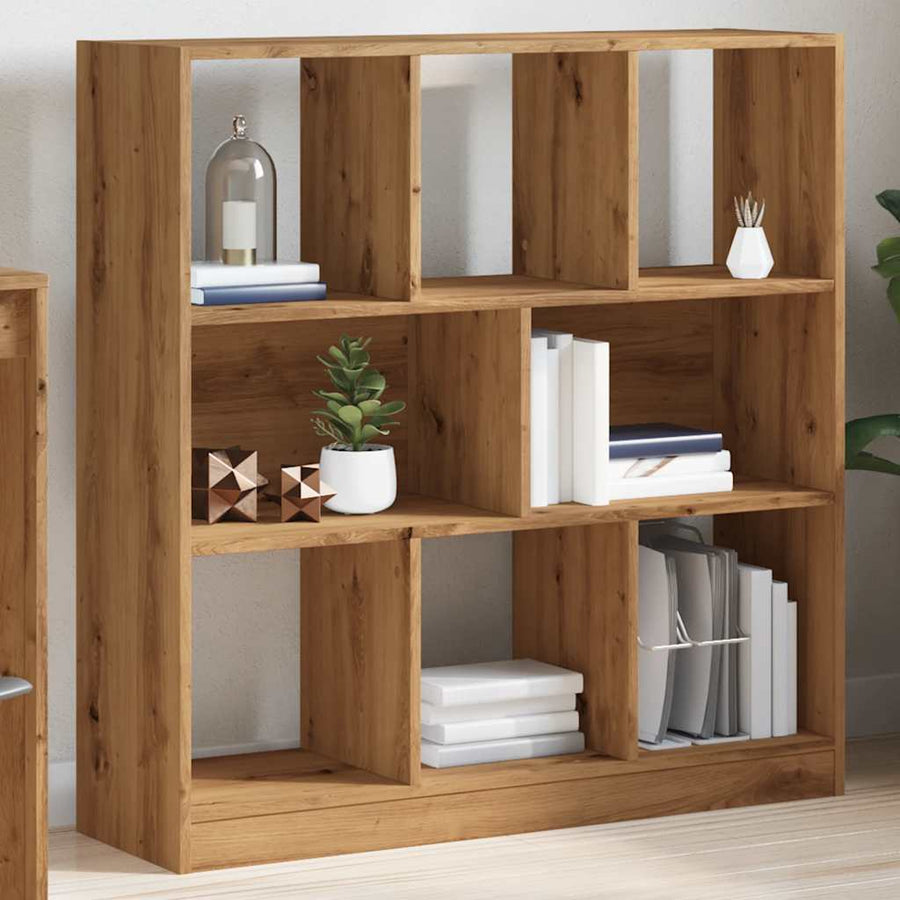 Boekenkast 97,5x29,5x100 cm bewerkt hout artisanaal eikenkleur