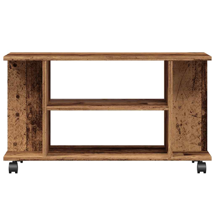 Tv-meubel met wieltjes 80x40x45 cm bewerkt hout oud houtkleurig