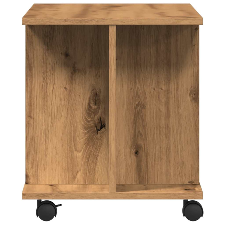 Tv-meubel met wieltjes 80x40x45cm bewerkt hout artisanaal eiken
