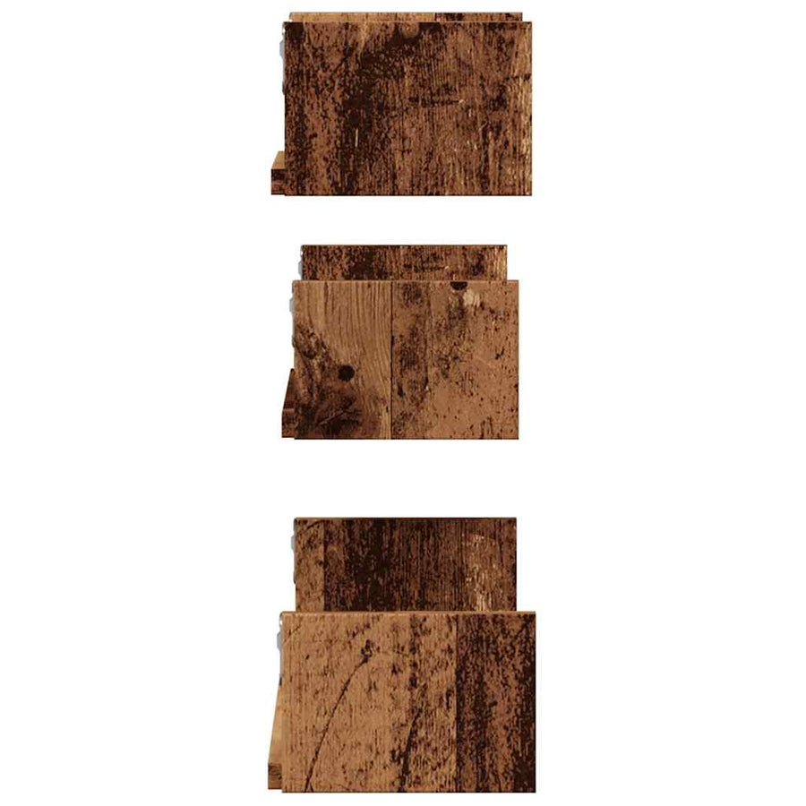 Wandschappen 3 st bewerkt hout oud houtkleurig