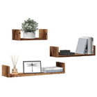 Wall shelves 3 pcs treated wood old wood color