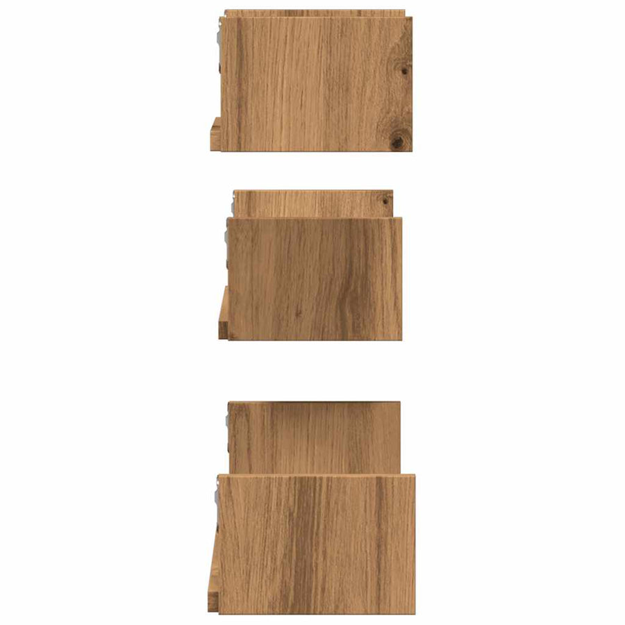 Wandschappen 3 st bewerkt hout artisanaal eiken
