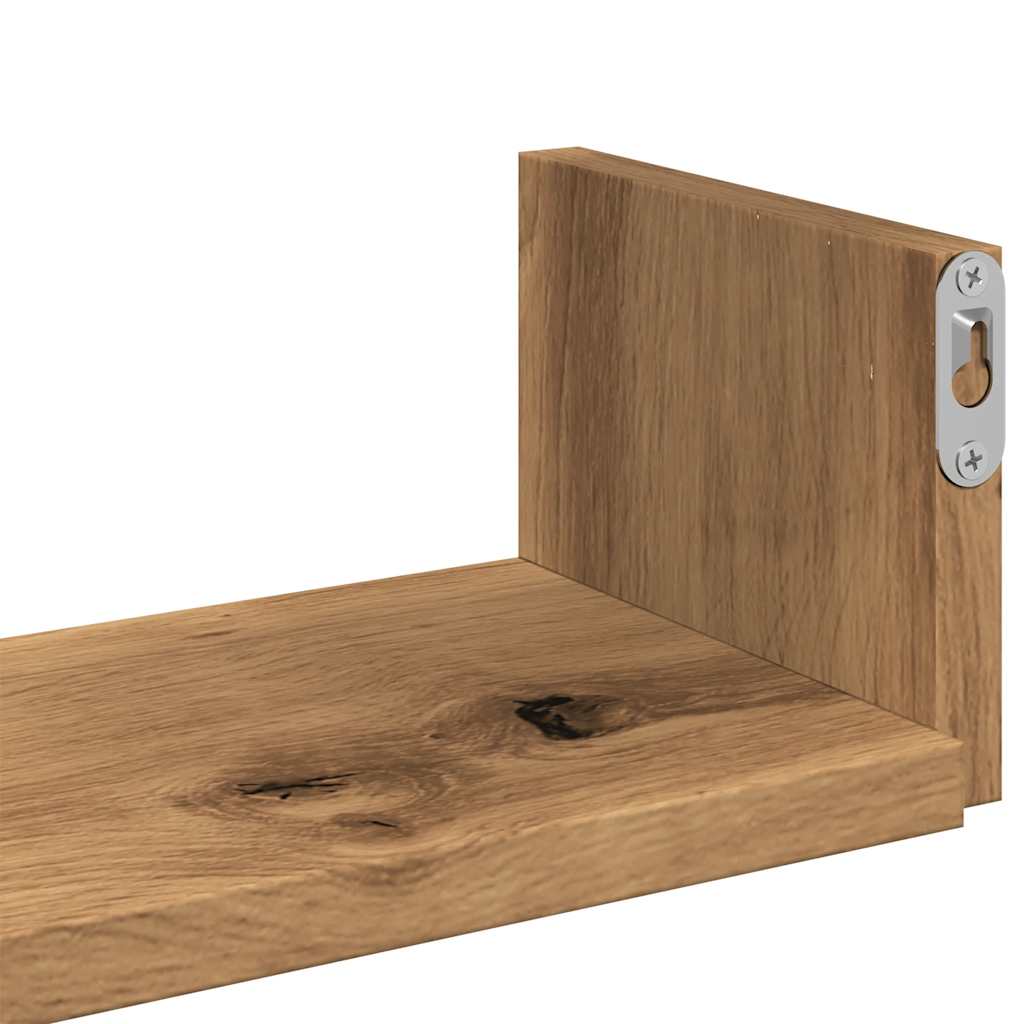 Wandschappen 3 st bewerkt hout artisanaal eiken