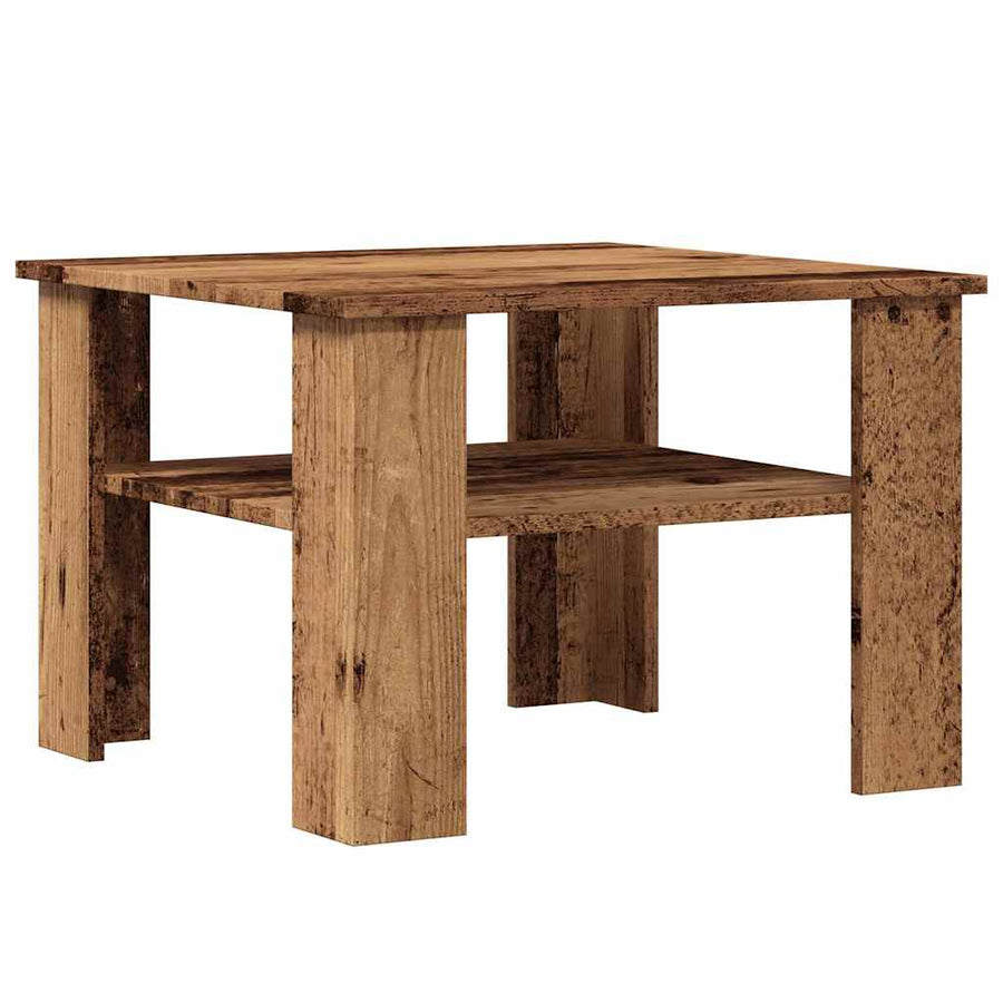 Salontafel 60x60x42 cm bewerkt hout oud houtkleurig