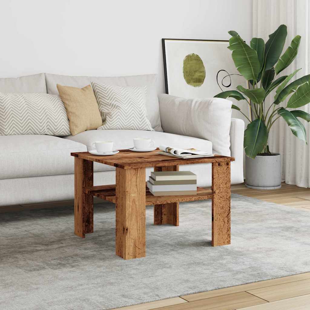 Salontafel 60x60x42 cm bewerkt hout oud houtkleurig
