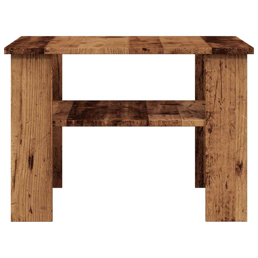Salontafel 60x60x42 cm bewerkt hout oud houtkleurig