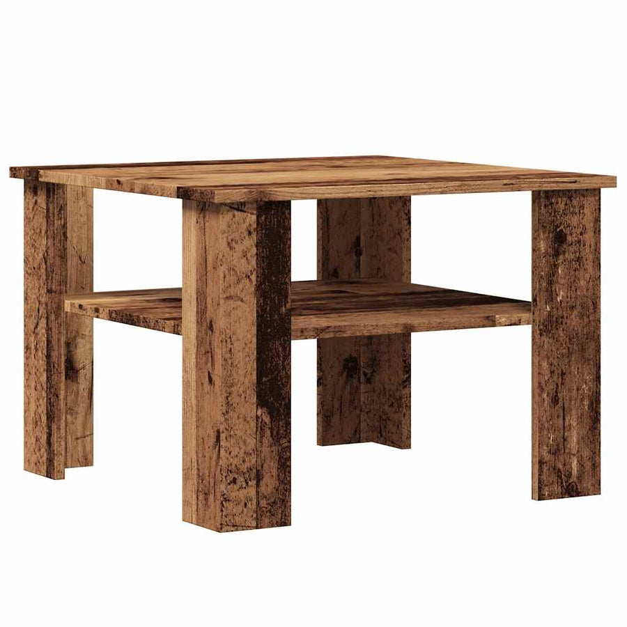 Salontafel 60x60x42 cm bewerkt hout oud houtkleurig