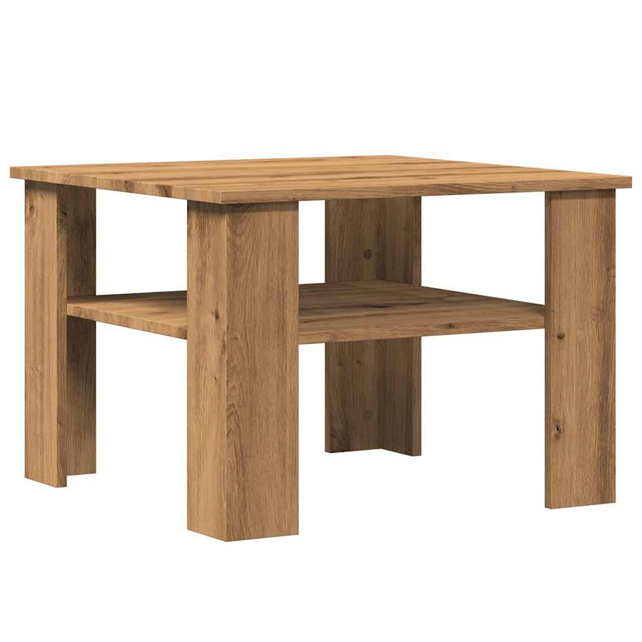 Salontafel 60x60x42 cm bewerkt hout artisanaal eikenkleur