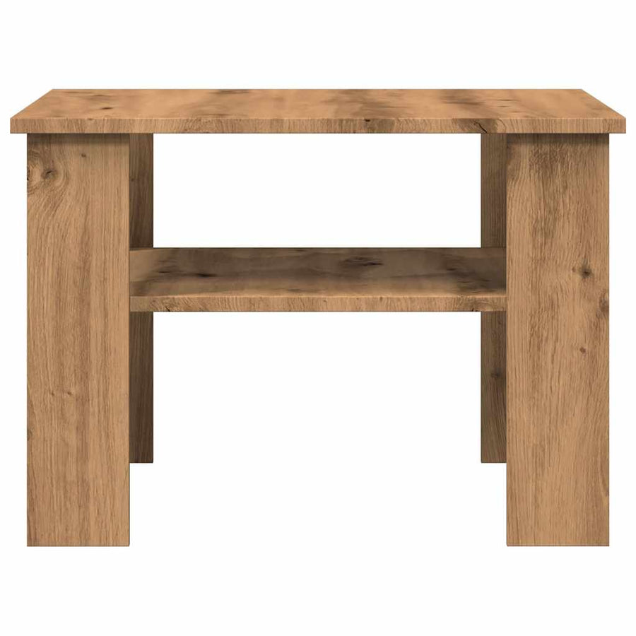 Salontafel 60x60x42 cm bewerkt hout artisanaal eikenkleur