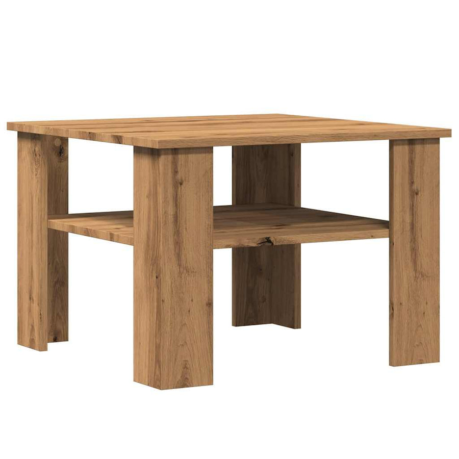 Salontafel 60x60x42 cm bewerkt hout artisanaal eikenkleur