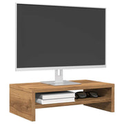 Monitor stand 42x24x13 cm processed wood artisanal oak color