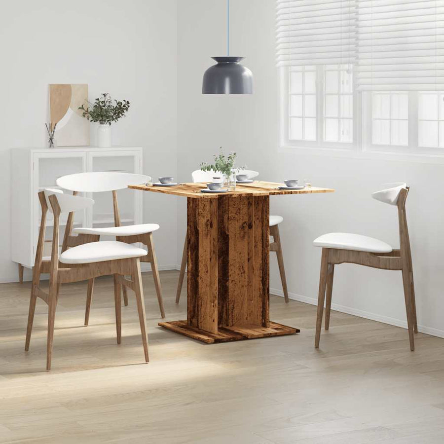 Eettafel 80x80x75 cm bewerkt hout oud houtkleurig